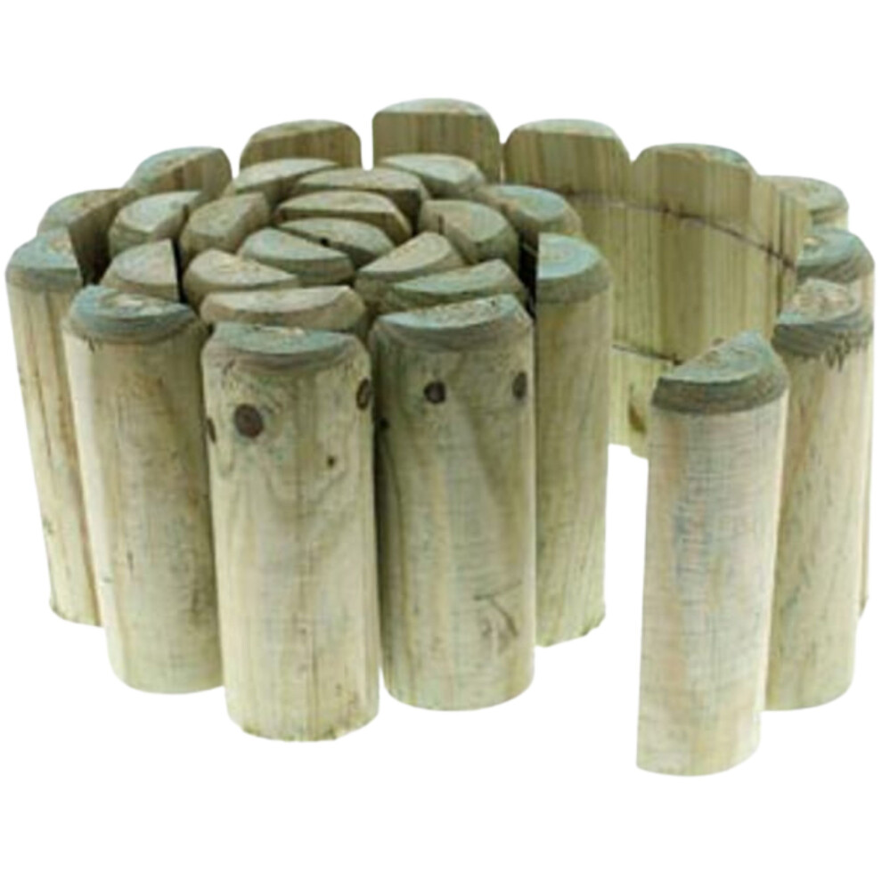 (4) Wooden Log Roll Garden Edging, Half Rounded Log rolls Garden Edging Borders