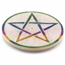 Incense Holders Soapstone Disc Incense Holder 8cm Pentagon