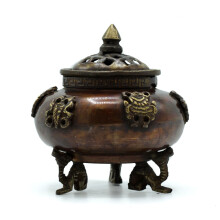 Antique Tibetan Incense Holders Brass Tibetan Incense Burner Six Symbols Standing Pot