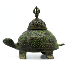 Antique Tibetan Incense Holders Brass Verdigris Tibetan Turtle Incense Holder Large