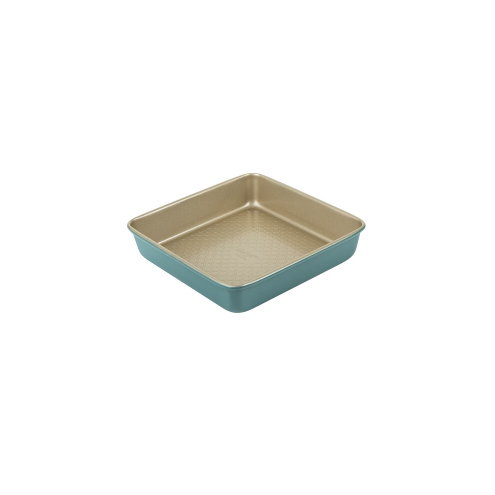 Prestige Nadiya Cake Tin in Teal Square Oven Safe Mould Non Stick Bakeware - 9