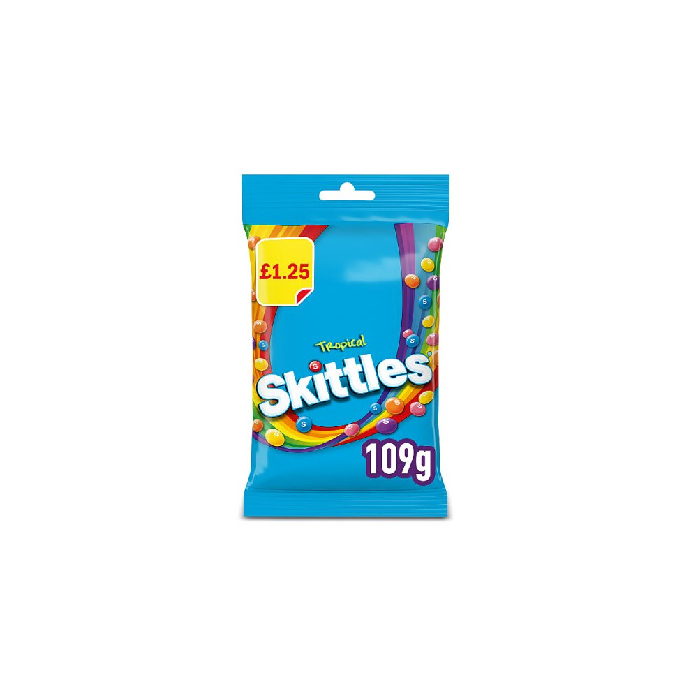 Skittles Vegan Chewy Sweets Tropical Fruit Flavoured Treat Bag 109g (Case Of 14 X 109g)