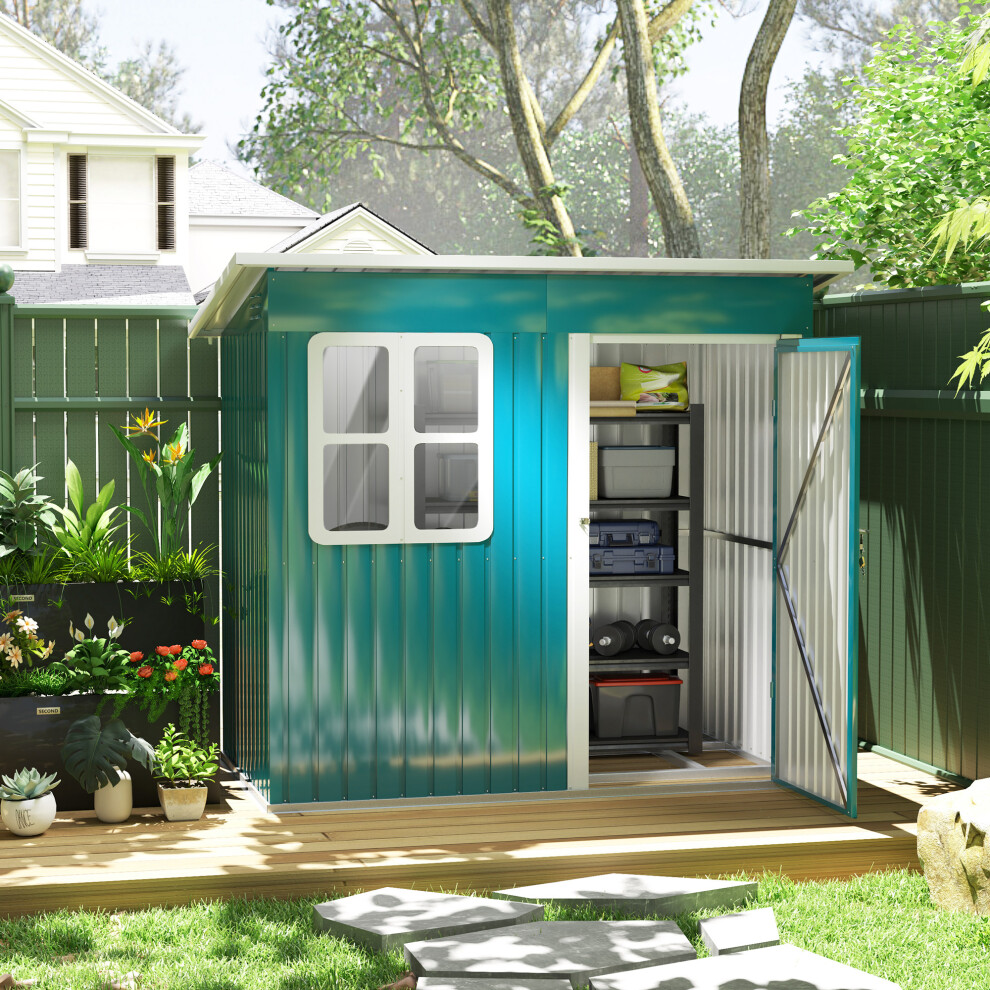 Outsunny 7 X 4ft Galvanised Steel Garden Shed With Foundation Kit