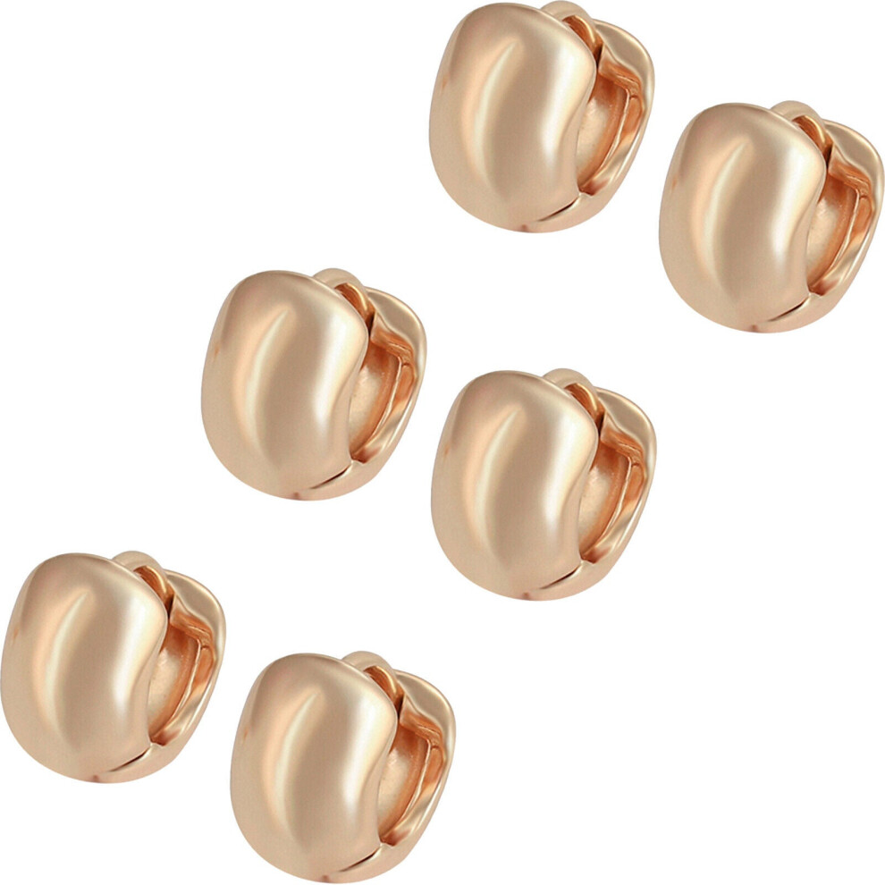 3 Pair 18k Rose Gold plated Huggie Hoop 9mm Solid Sleeper Earrings 6mm Wide Bulk-image-OPC-PFYYB6Y-NEW
