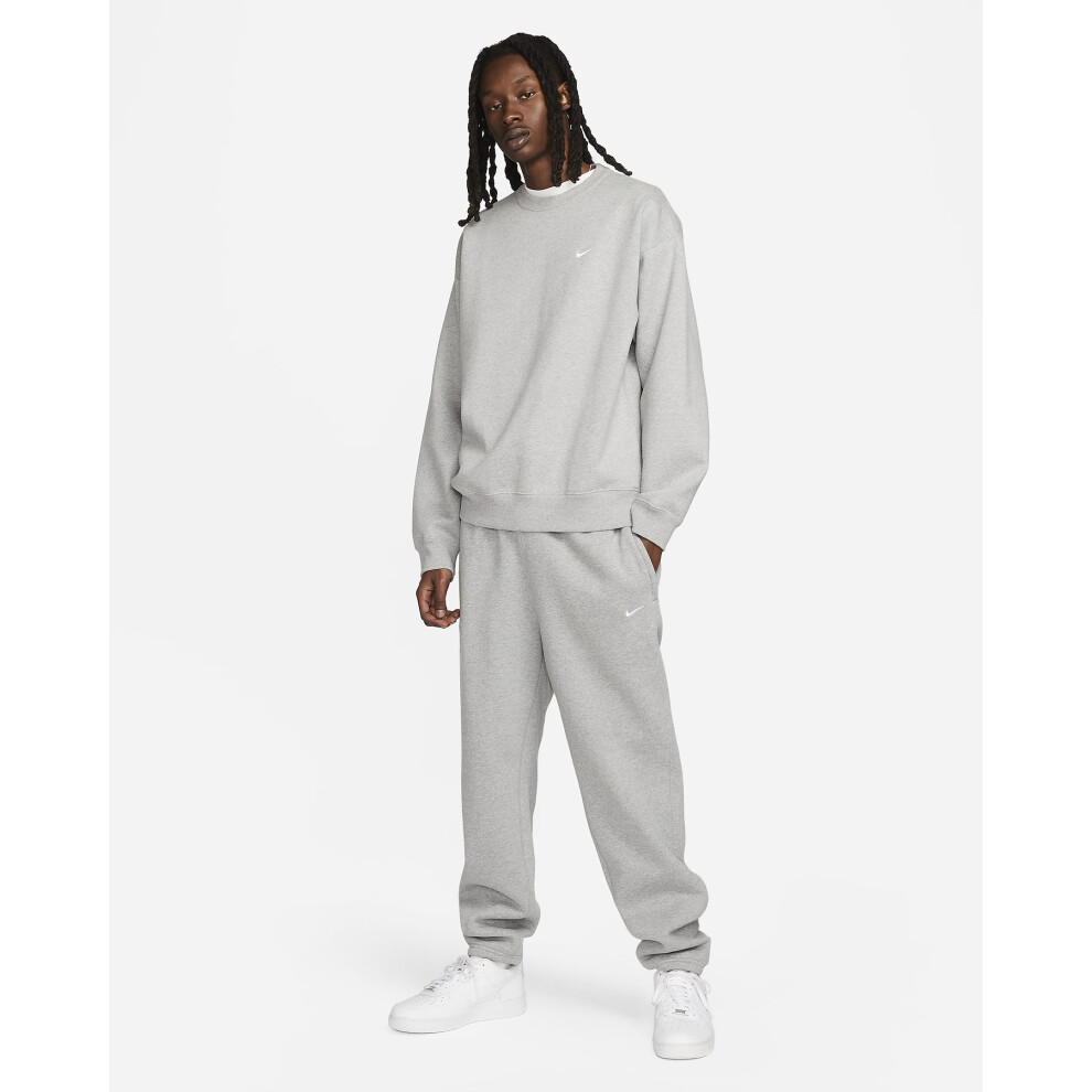 Nike (L) Solo Swoosh Fleece Crew Sweatshirt Grey/White White,Grey