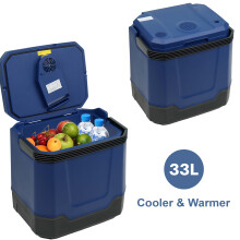 (33L Dark Blue) 33L Cooler Hot / Cold Portable Cool Box Car Home Electric 240V AC / 12V DC