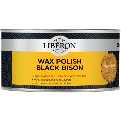 Liberon 069971 Wax Polish Black Bison Medium Oak 500ml