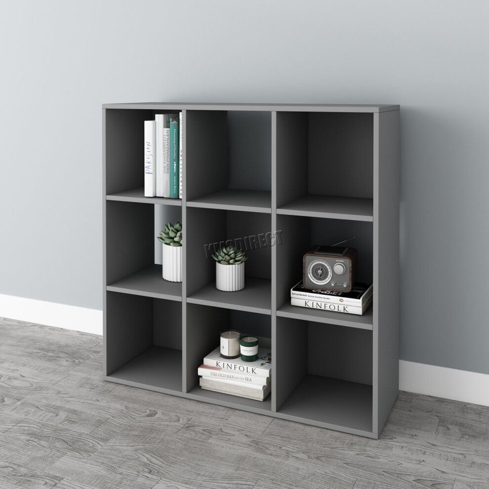 (Grey) WestWood Bookshelf 3 Tier 9 Cube Bookcase Storage Display PB Shelving Rack Unit