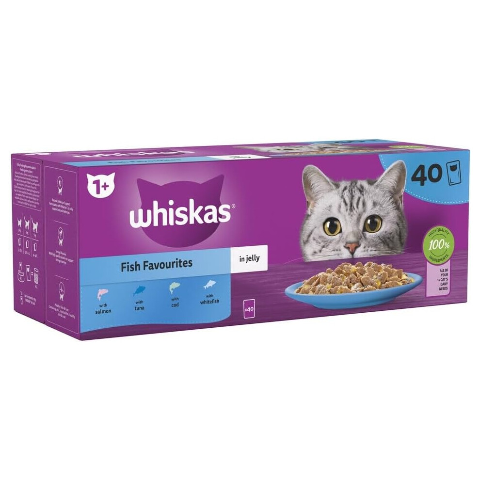 Whiskas 1+ Adult Cat Fish Selection Pouches In Jelly, 40 X 85 G