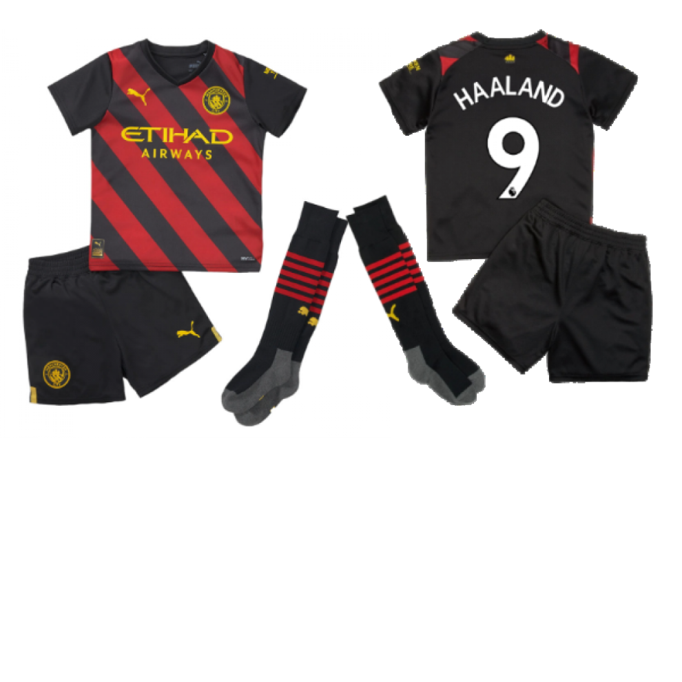 (2-3 Years) 2022-2023 Man City Away Mini Kit (HAALAND 9)