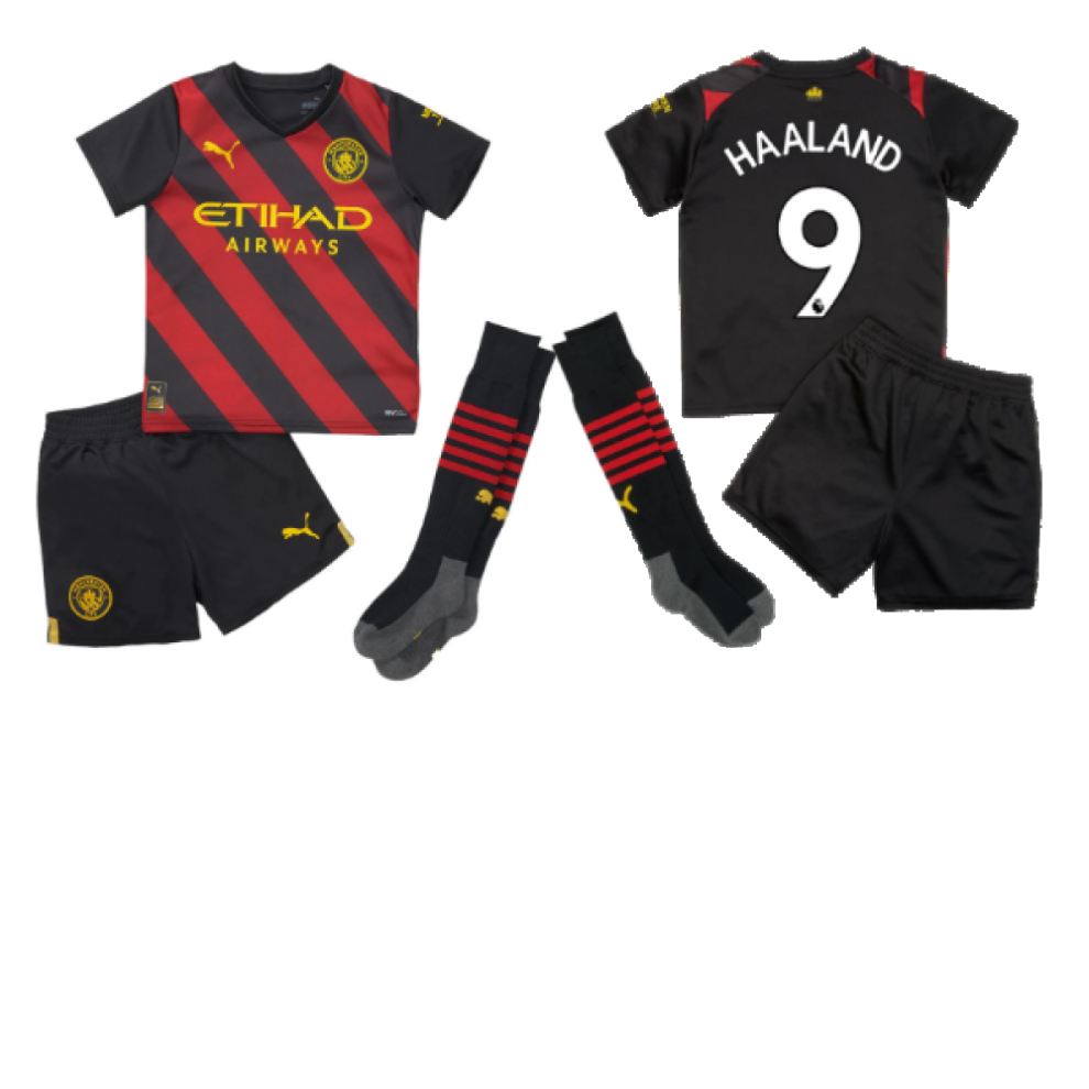 Puma (2-3 Years) 2022-2023 Man City Away Mini Kit (Haaland 9)