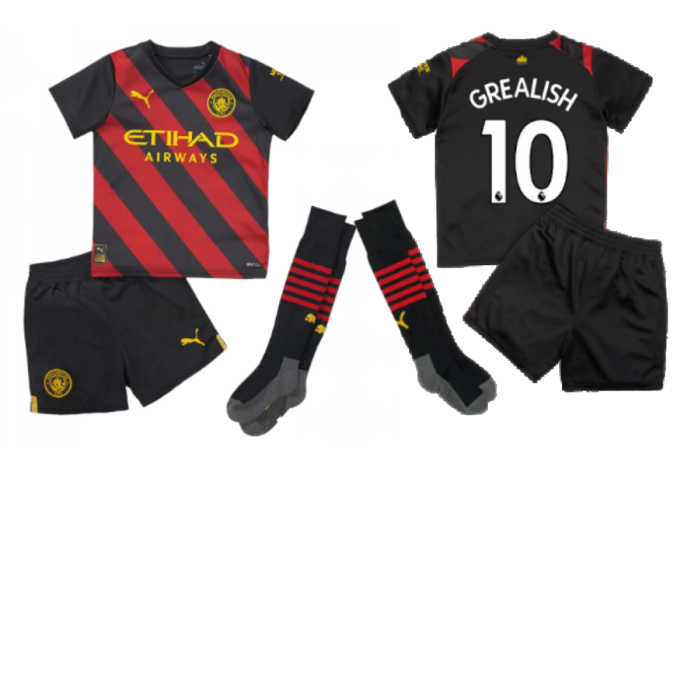 (3-4 Years) 2022-2023 Man City Away Mini Kit (GREALISH 10)