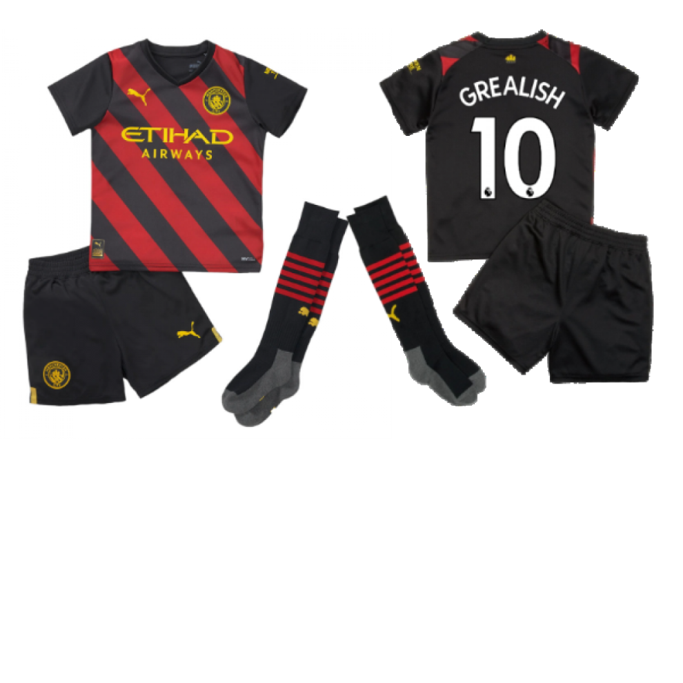 Puma (2-3 Years) 2022-2023 Man City Away Mini Kit (Grealish 10)