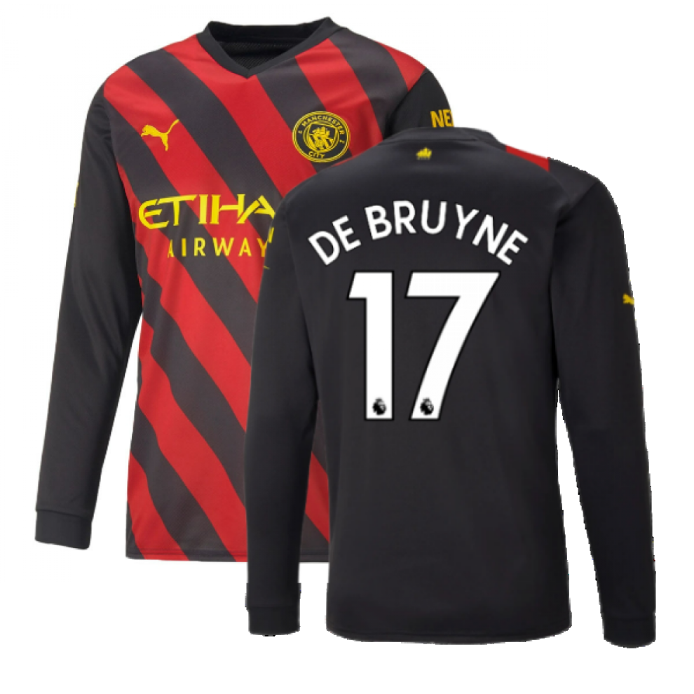 (XXL) 2022-2023 Man City Long Sleeve Away Shirt (DE BRUYNE 17)