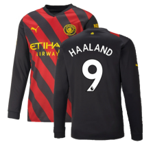 (XXL) 2022-2023 Man City Long Sleeve Away Shirt (HAALAND 9)