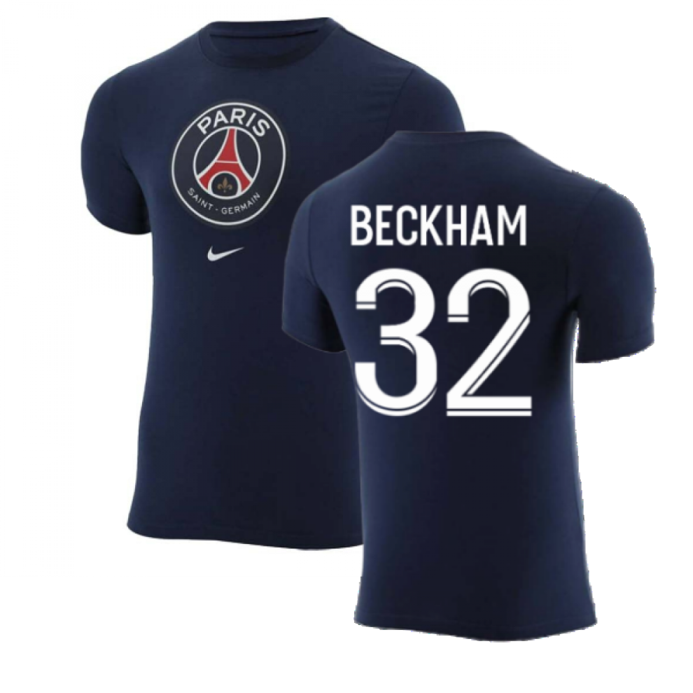 (M) 2022-2023 PSG Crest Tee (Navy) (BECKHAM 32)