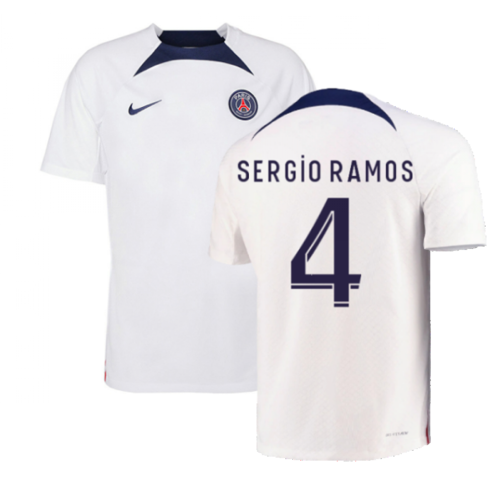 (XL) 2022-2023 PSG Training Shirt (White) (SERGIO RAMOS 4)