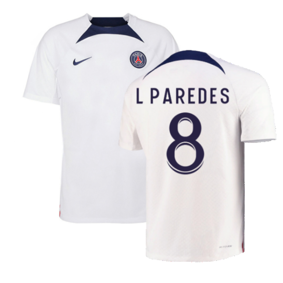 (XL) 2022-2023 PSG Training Shirt (White) (L PAREDES 8)