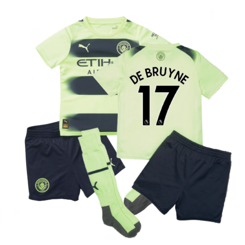 (3-4 Years) 2022-2023 Man City Third Mini Kit (DE BRUYNE 17)