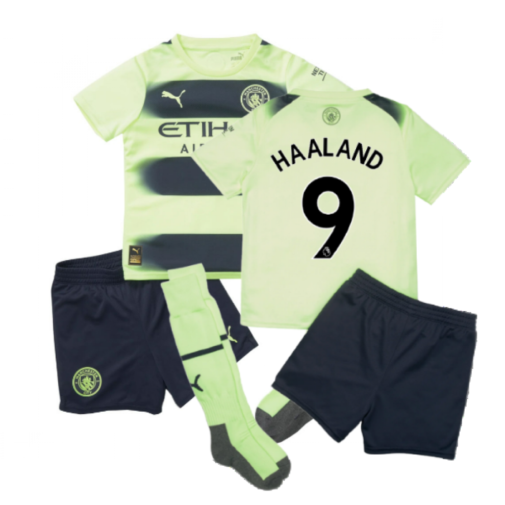 (3-4 Years) 2022-2023 Man City Third Mini Kit (HAALAND 9)