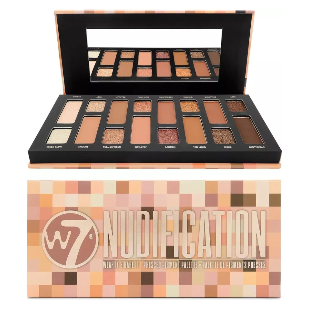 W7 Nudification Pressed Pigment Palette 16 High Impact Nude Colors