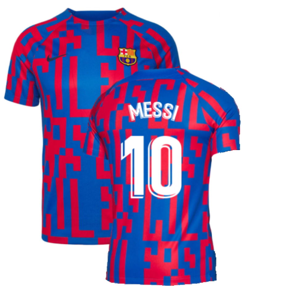 (XXL) 2022-2023 Barcelona Pre-Match Training Shirt (Blue) (MESSI 10)