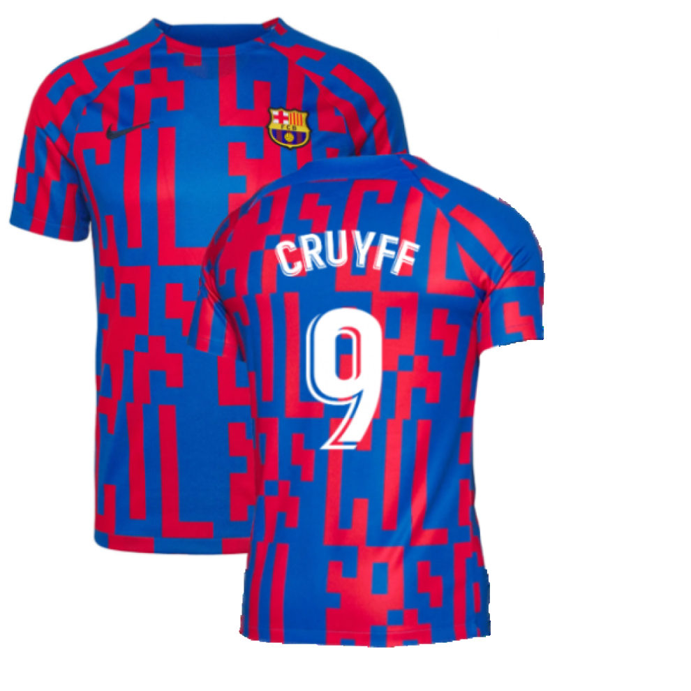 (S) 2022-2023 Barcelona Pre-Match Training Shirt (Blue) (CRUYFF 9)