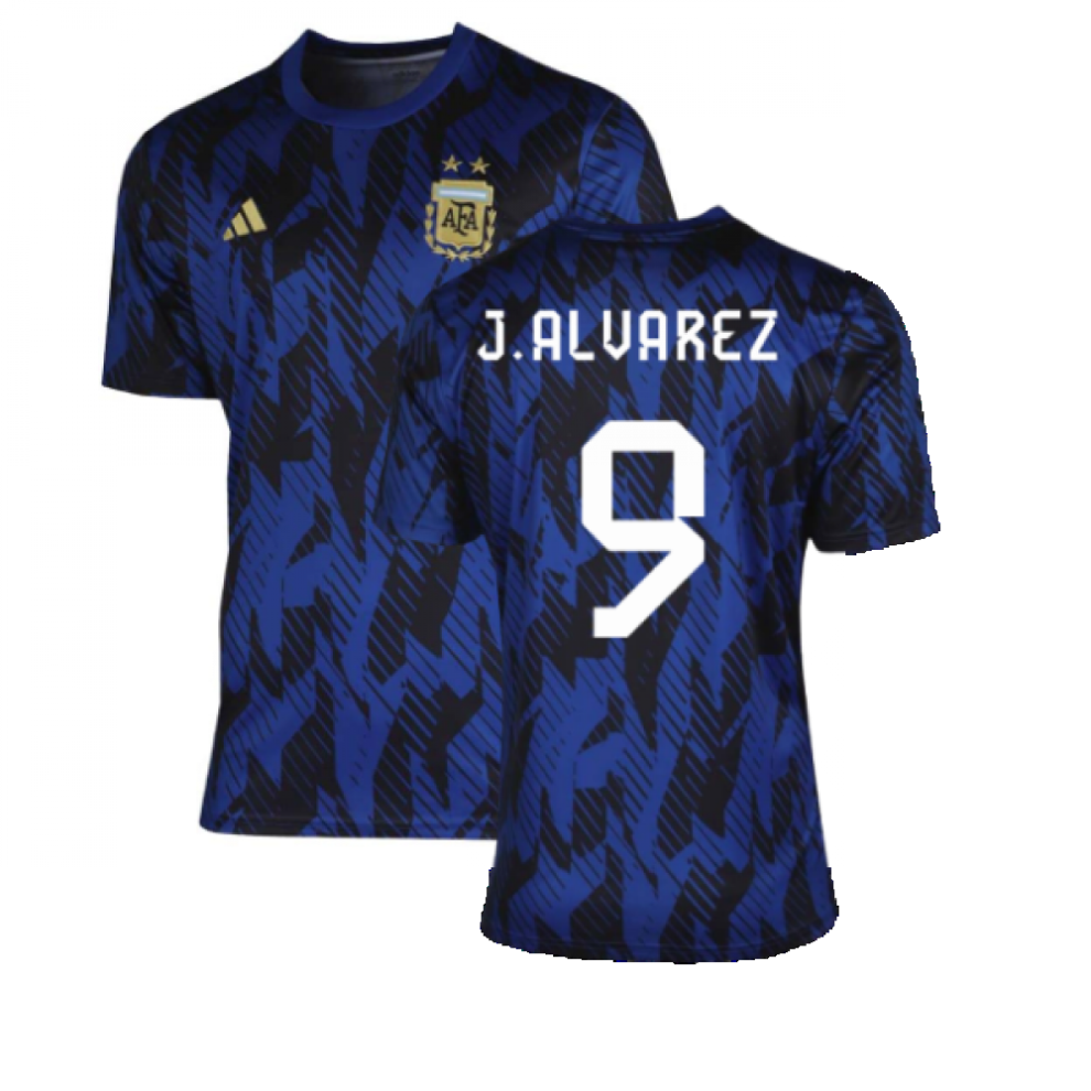 (3XL) 2022-2023 Argentina Pre-Match Shirt (Blue) (J.ALVAREZ 9)