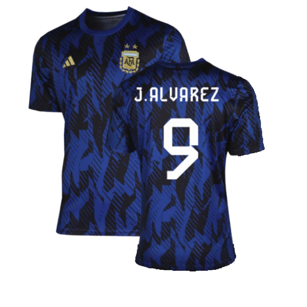 Adidas (3Xl) 2022-2023 Argentina Pre-Match Shirt (Blue) (J.alvarez 9) Blue