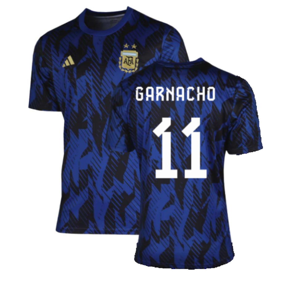 Adidas (Xl) 2022-2023 Argentina Pre-Match Shirt (Blue) (Garnacho 11) Blue