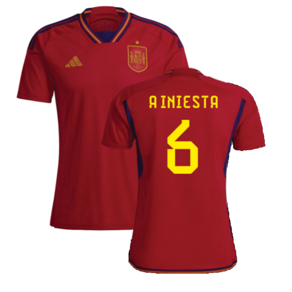 (XL) 2022-2023 Spain Home Shirt (A INIESTA 6)