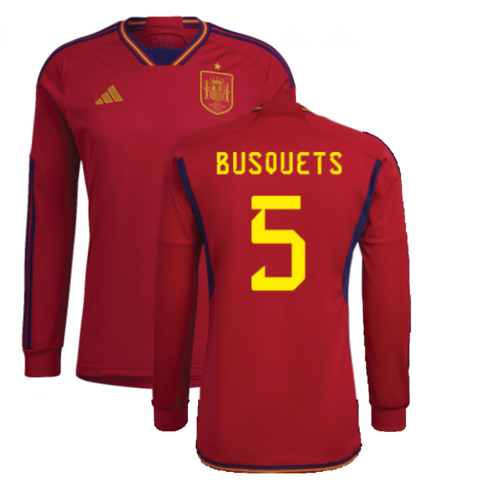 Adidas (3Xl) 2022-2023 Spain Long Sleeve Home Shirt (Busquets 5)