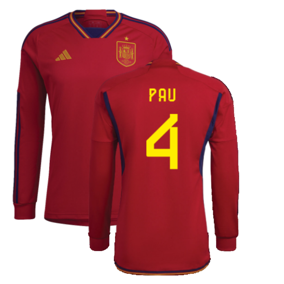 Adidas (3Xl) 2022-2023 Spain Long Sleeve Home Shirt (Pau 4)