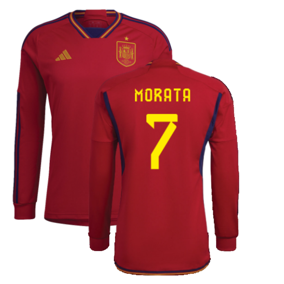 (3XL) 2022-2023 Spain Long Sleeve Home Shirt (MORATA 7)