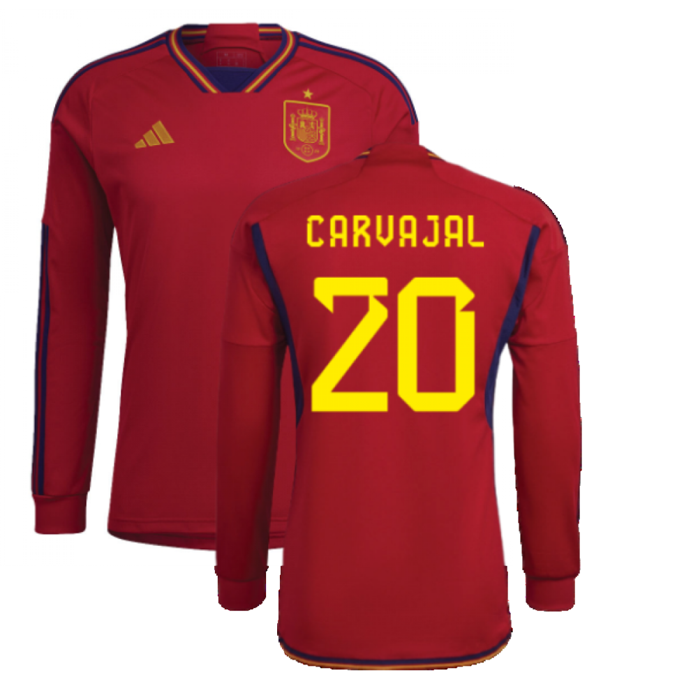 Adidas (3Xl) 2022-2023 Spain Long Sleeve Home Shirt (Carvajal 20)