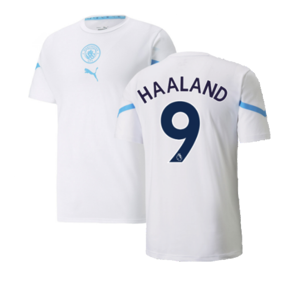 (3XL) 2021-2022 Man City Pre Match Jersey (White) (HAALAND 9)