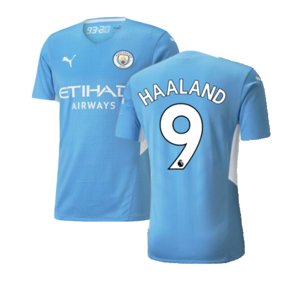 (XXL) 2021-2022 Man City Authentic Home Shirt (HAALAND 9)