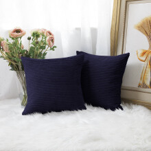 (Pack of 2, Stripe Velvet Filled Cushion Navy) Luxury Cushion Covers Sofa Chair & Bed Cushions Filled Velvet Cushions Pack Of 2 & 4