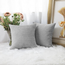 (Pack of 2, Stripe Velvet Filled Cushion Silver) Luxury Cushion Covers Sofa Chair & Bed Cushions Filled Velvet Cushions Pack Of 2 & 4