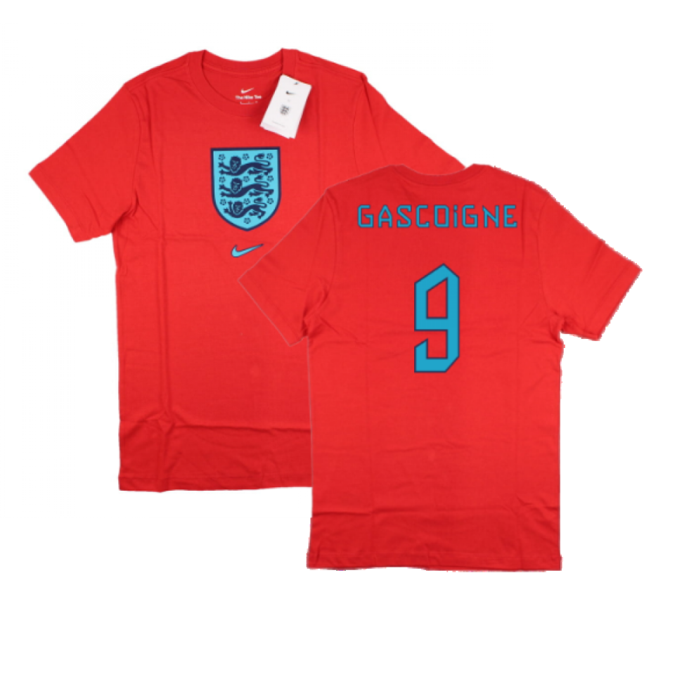 (M) 2022-2023 England World Cup Crest Tee (Red) (Gascoigne 9)