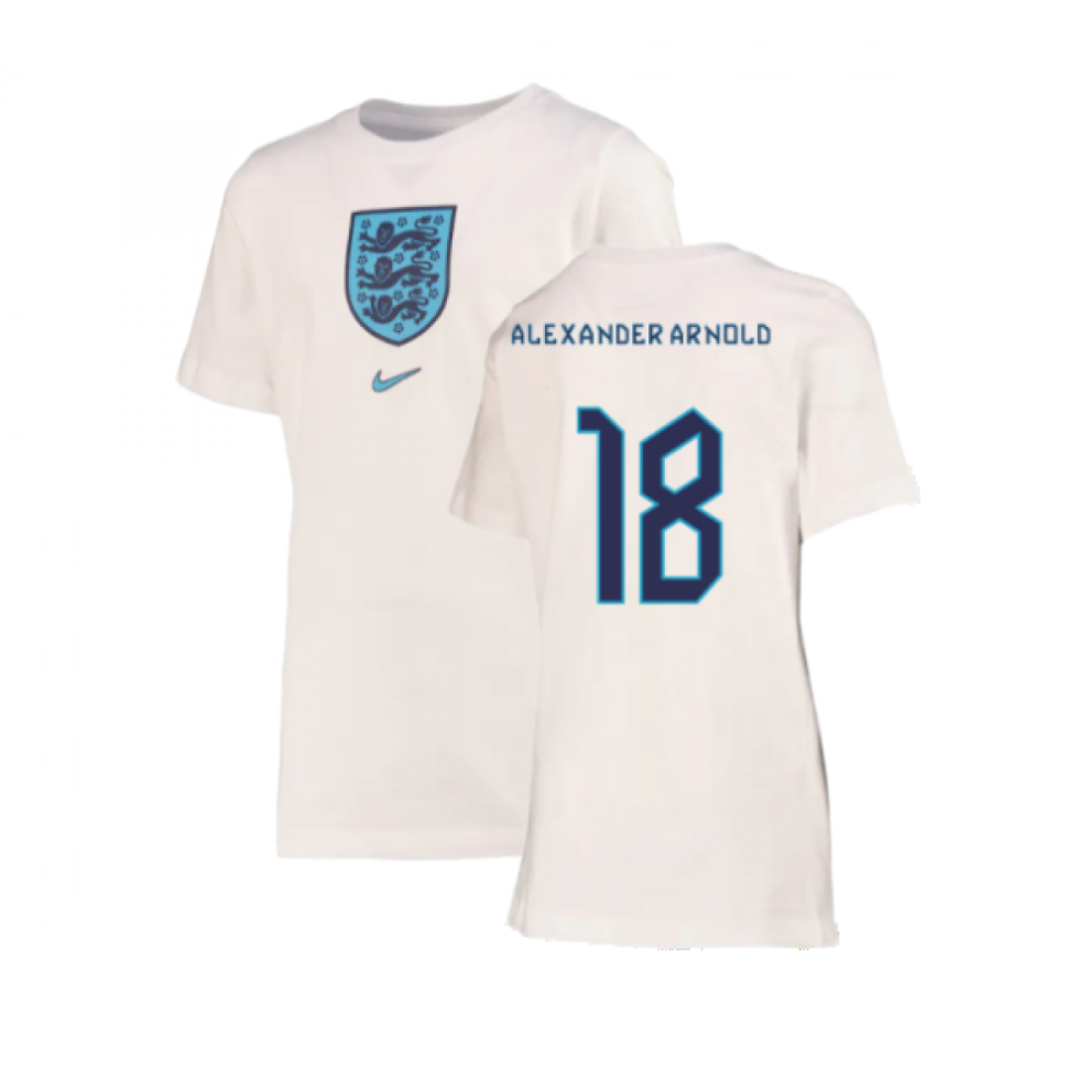 (LB) 2022-2023 England Crest Tee (White) - Kids (Alexander Arnold 18)