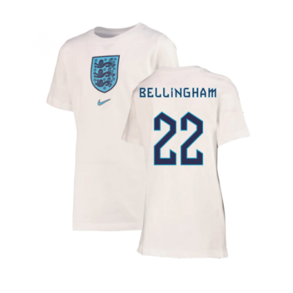 (XSB) 2022-2023 England Crest Tee (White) - Kids (Bellingham 22)