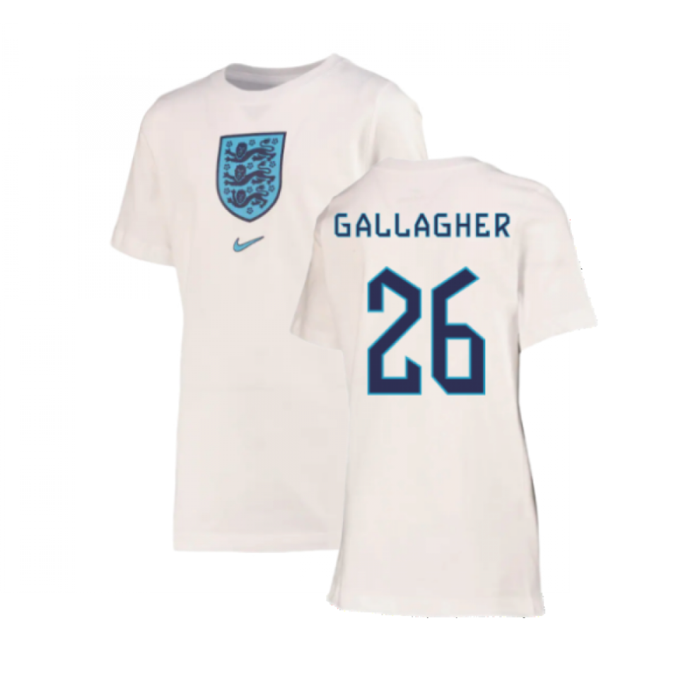 Nike (Xlb) 2022-2023 England Crest Tee (White) - Kids (Gallagher 26)