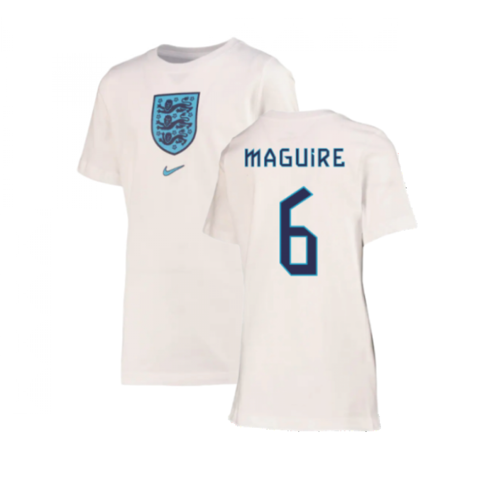 (LB) 2022-2023 England Crest Tee (White) - Kids (Maguire 6)