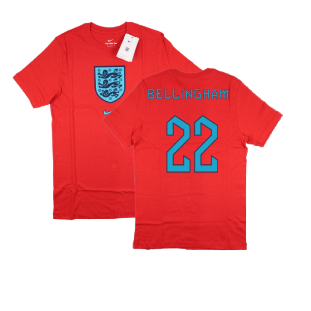 (SB) 2022-2023 England World Cup Crest Tee (Red) - Kids (Bellingham 22)