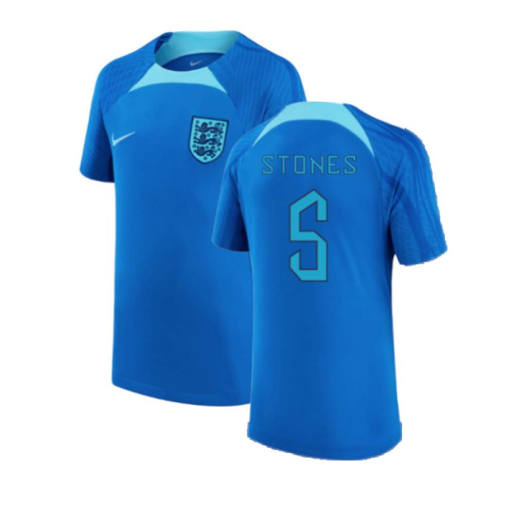 (XXL) 2022-2023 England Strike Dri-FIT Training Shirt (Blue) (Stones 5)