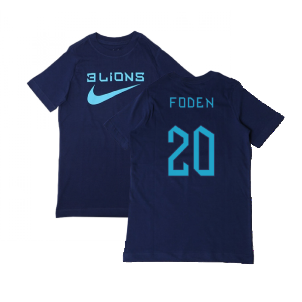 (XSB) 2022-2023 England Three Lions Tee (Navy) - Kids (Foden 20)