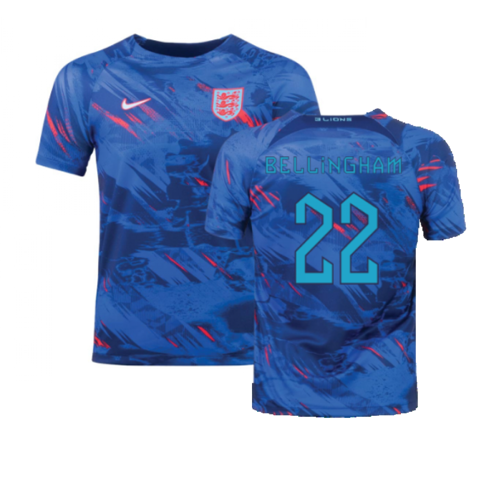 (L) 2022-2023 England Pre-Match Training Shirt (Blue) (Bellingham 22)