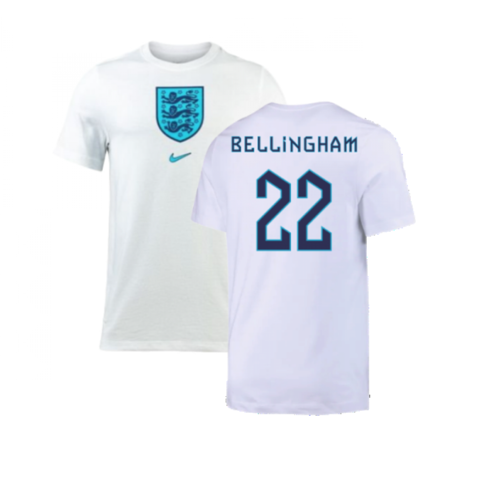 (XL) 2022-2023 England Crest Tee (White) (Bellingham 22)