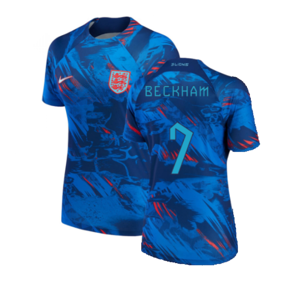 (L) 2022-2023 England Pre-Match Shirt (Blue) - Ladies (Beckham 7)